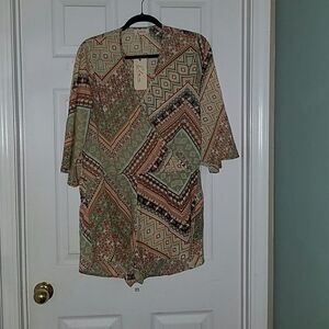 Elan 1/2 length sleeve boho romper Sz M NWT